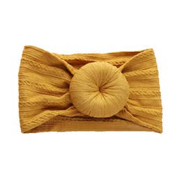 Mustard Cable Knit Bun Baby Headband