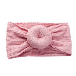Dusty Rose Cable Knit Bun Baby Headband
