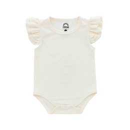 Cream Flutter Short Sleeve Baby Onesie 0-3 Months