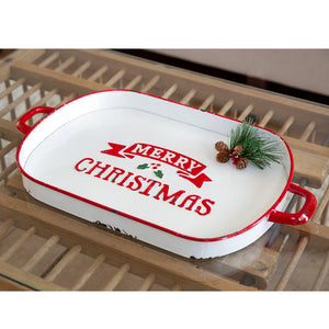 Merry Christmas Oval Serving Tray