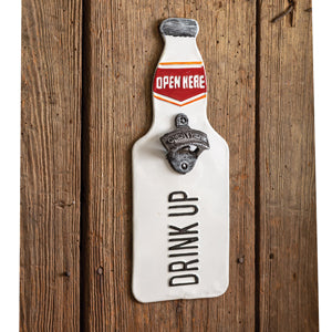 Drink Up Metal Wall Sign with Bottle Opener