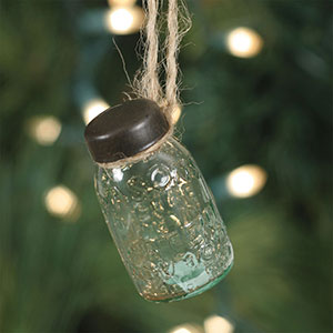 Glass Mini Mason Jar Hanging Christmas Ornament