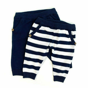 Milan Knit Navy Stripe Capri Pants with Pockets