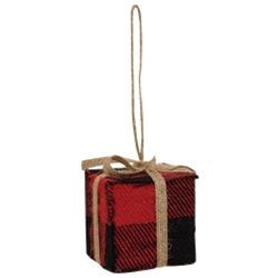 Red & Black Buffalo Plaid Gift Box Ornament, Small