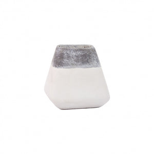 Small Pyramid Gray Rim White Pottery Vase