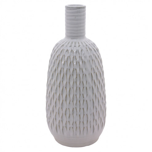 Tall White Textured Vase