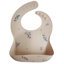 SILICONE BABY BIB (LILAC FLOWERS)