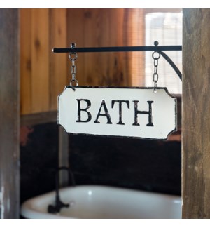 Metal Bath Sign with Hanging Display Bar