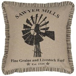 Sawyer Mill Charcoal Windmill Pillow, 18